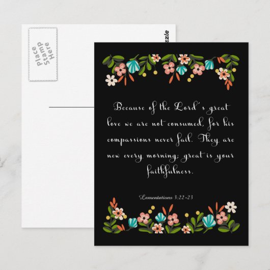 Bijbelvers Kunst - Klaaglied 3:22-23 Briefkaart (Voorkant / Achterkant)