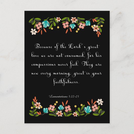 Bijbelvers Kunst - Klaaglied 3:22-23 Briefkaart (Voorkant)