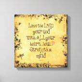 Bijbelvers: Liefde de Heer, Hart, Ziel, Sterkte Canvas Afdruk (Voorkant)