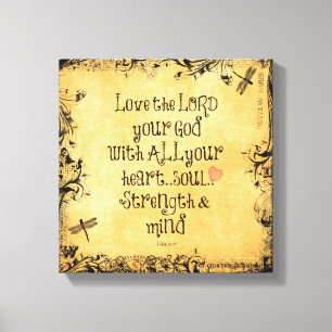 Bijbelvers: Liefde de Heer, Hart, Ziel, Sterkte Canvas Afdruk