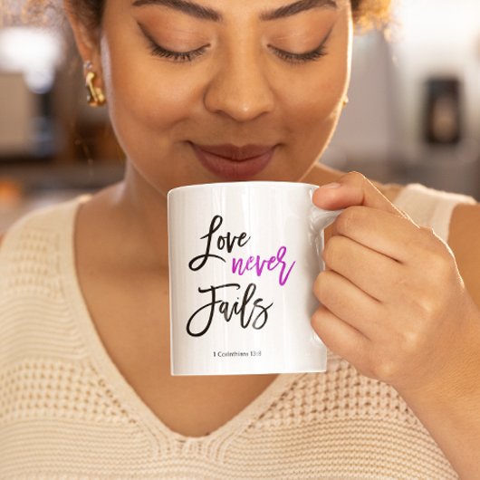 Bijbelvers | Liefde mislukt nooit Koffiemok