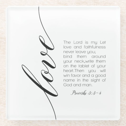 Bijbelvers liefdesscriptie Glazen Onderzetter (Voorkant)