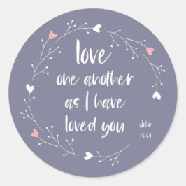 Bijbelvers: Liefs van elkaar (+ harten) Ronde Sticker