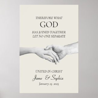 Bijbelvers Matteüs 19:6 - Christelijke bruiloft Poster