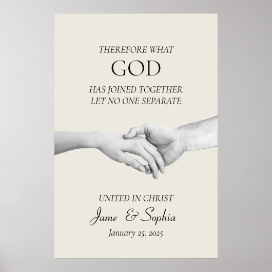 Bijbelvers Matteüs 19:6 - Christelijke bruiloft Poster (Voorkant)