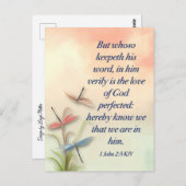 Bijbelvers Mattheüs 1 Johannes 2:5 KJV Briefkaart (Voorkant / Achterkant)