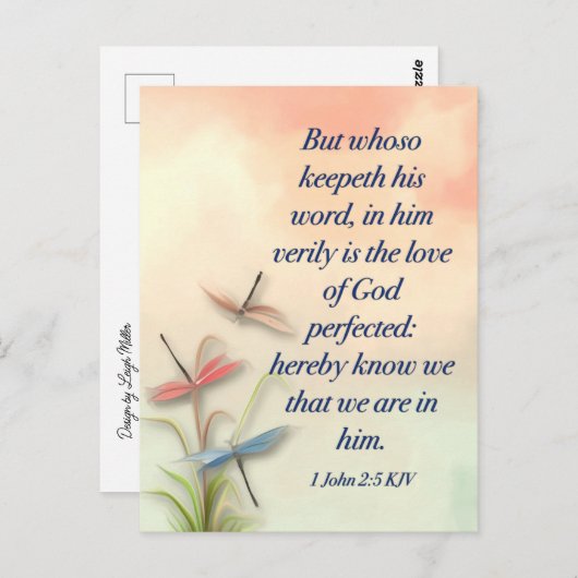 Bijbelvers Mattheüs 1 Johannes 2:5 KJV Briefkaart (Voorkant / Achterkant)