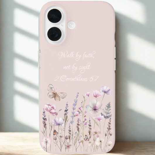 Bijbelvers met bloemen Case-Mate iPhone case