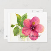 Bijbelvers met een bloem "Hibiscus" Briefkaart (Voorkant / Achterkant)