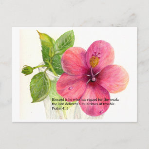Bijbelvers met een bloem "Hibiscus" Briefkaart
