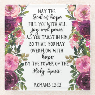 Bijbelvers met roze roze florale geschriften glazen onderzetter