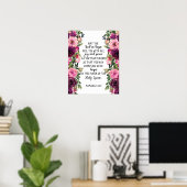 Bijbelvers met roze roze florale geschriften poster (Thuiskantoor)