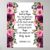 Bijbelvers met roze roze florale geschriften poster (Voorkant)
