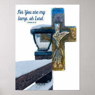 Bijbelvers "Mijn lamp, o Heer" kruisen geloof Samu Poster