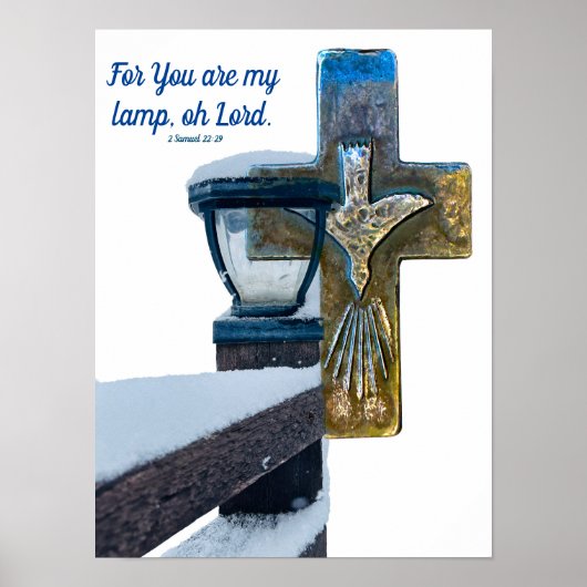 Bijbelvers "Mijn lamp, o Heer" kruisen geloof Samu Poster (Voorkant)