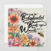 Bijbelvers Notecard - 5.25 x 5.25 Psalm 147:3 Notitiekaartje (Voorkant / Achterkant)