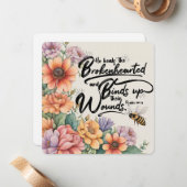 Bijbelvers Notecard - 5.25 x 5.25 Psalm 147:3 Notitiekaartje (Voorkant / Achterkant in situ)