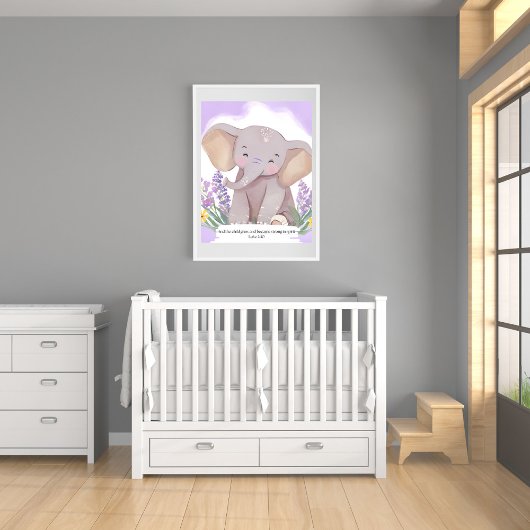 Bijbelvers Olifant Baby Kwekerij Wandkunst Foto Afdruk