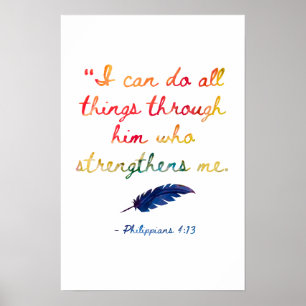 Bijbelvers om sterk te zijn - Fil. 4:13 Poster