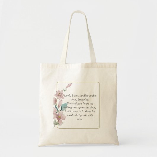 Bijbelvers Openbaring 3:20 Canvas tas-n3 Tote Bag (Voorkant)