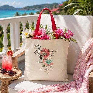 Bijbelvers over schoonheid tote bag