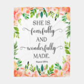 Bijbelvers Perzik Bloemen Fleece Deken (Voorkant)