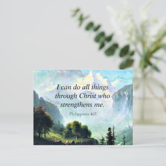 Bijbelvers, Phil 4:13, ik kan alles doen... Briefkaart (Staand voorkant)