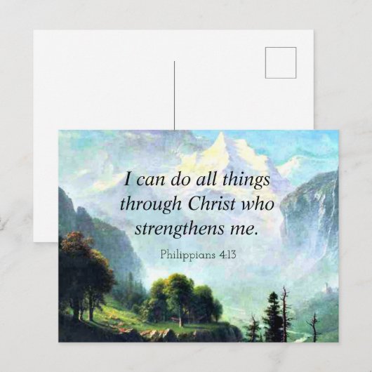 Bijbelvers, Phil 4:13, ik kan alles doen... Briefkaart (Voorkant / Achterkant)