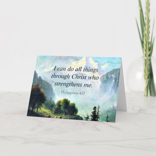 Bijbelvers, Phil 4:13, ik kan alles doen... Feestdagen Kaart (Voorkant)
