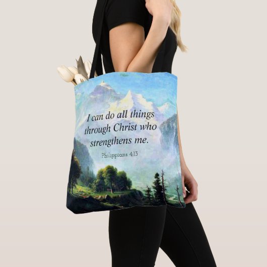 Bijbelvers, Phil 4:13, ik kan alles doen... Tote Bag (Dichtbij)