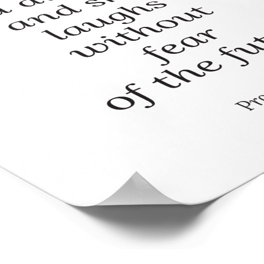 Bijbelvers poster, Proverbs 31:25, Christelijke ku Poster (Hoek)