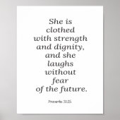 Bijbelvers poster, Proverbs 31:25, Christelijke ku Poster (Voorkant)