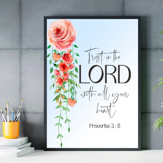 Bijbelvers "Proverbs Floral"-poster Poster