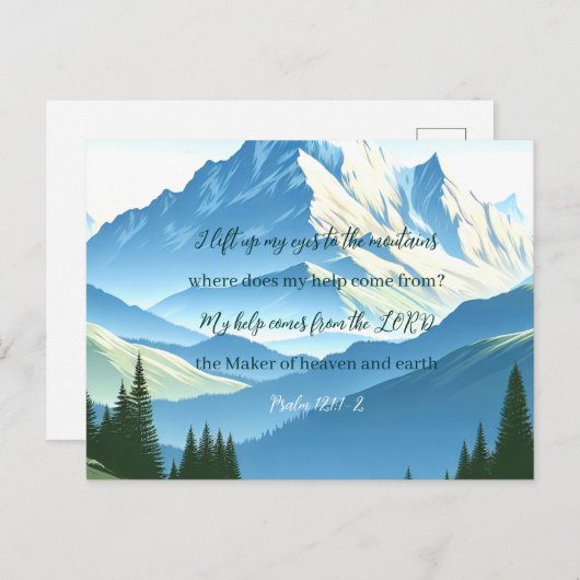 Bijbelvers Psalm 121:1-2 Briefkaart (Voorkant / Achterkant)