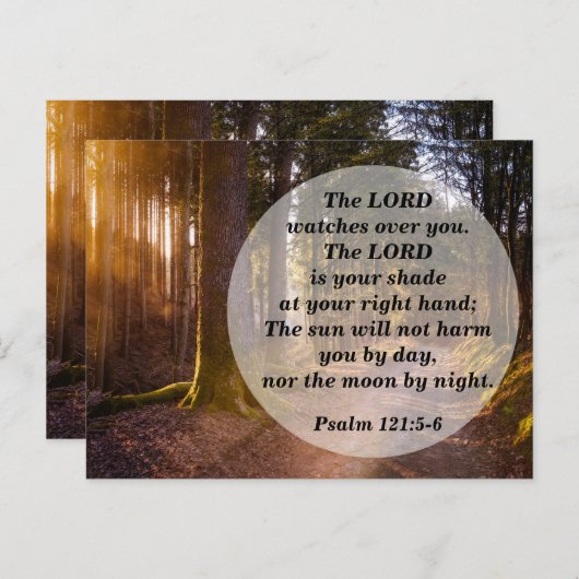 Bijbelvers Psalm 121:5 De Heer waakt over U Briefkaart (Voorkant / Achterkant)