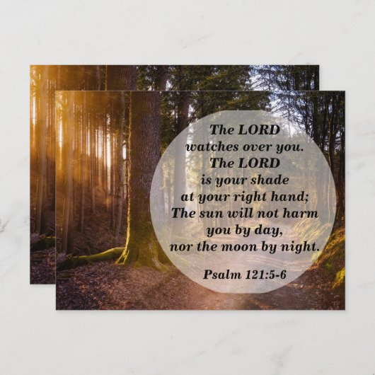 Bijbelvers Psalm 121:5 De Heer waakt over U Briefkaart (Voorkant / Achterkant)