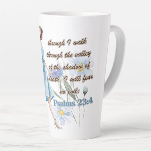 Bijbelvers Psalm 23:4 Latte Mok (Rechterhoek)