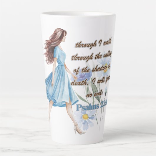 Bijbelvers Psalm 23:4 Latte Mok (Voorkant)