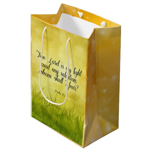 Bijbelvers, psalm 27:1 medium cadeauzakje (Voorkant Gekanteld)