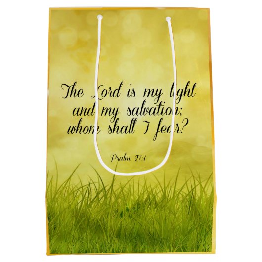 Bijbelvers, psalm 27:1 medium cadeauzakje (Achterkant)