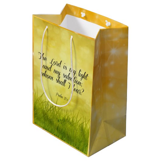 Bijbelvers, psalm 27:1 medium cadeauzakje (Achterkant Gekanteld)