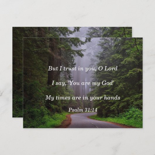 Bijbelvers Psalm 31:14 Mijn tijden zijn in uw hand Briefkaart (Voorkant / Achterkant)