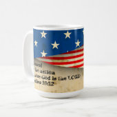 Bijbelvers Psalm 33:12 over een Amerikaanse vlag Koffiemok (Voorkant links)
