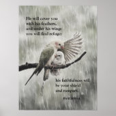 Bijbelvers Psalm 91:4 - Christelijk geloof Poster (Voorkant)