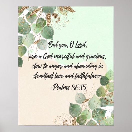 Bijbelvers Psalm Gold Green poster (Voorkant)