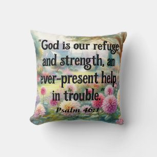Bijbelvers Psalmen typografie bloemig aquarel Kussen