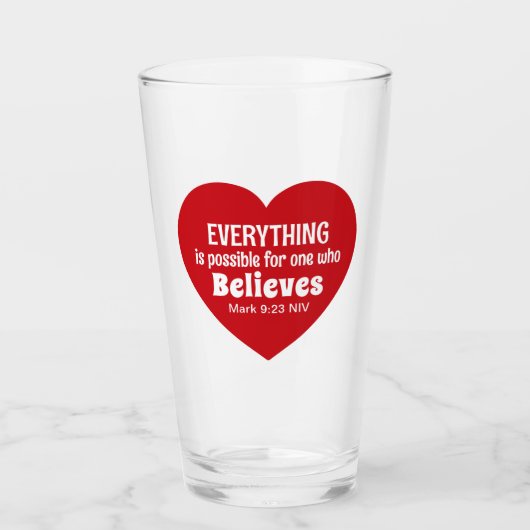 Bijbelvers Rode Hart Aanmoedigend Geloven Wonder Glas (Voorkant)