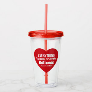 Bijbelvers Rode Hart Moedgevend Geloven Wonder Acryl Drinkbeker