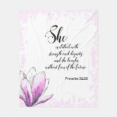 Bijbelvers Rustiek Roze bloemenfleece deken (Voorkant)