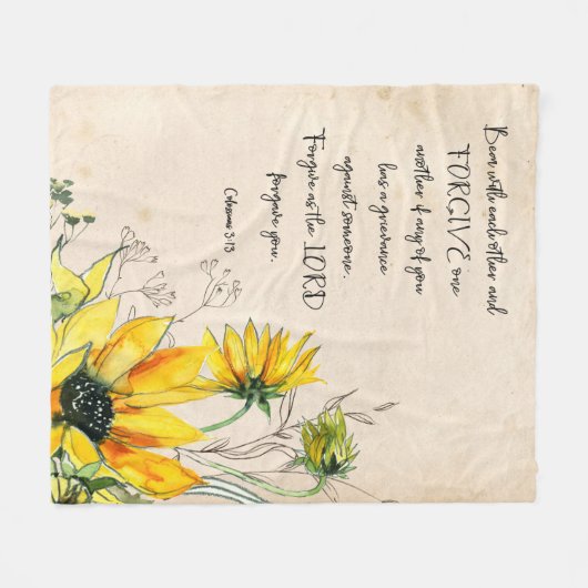 Bijbelvers Rustieke Zonnebloem Fleece Deken (Voorkant (Horizontaal))